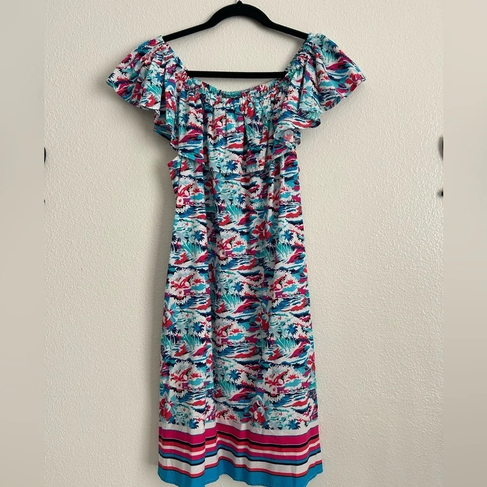 Tommy Bahama Tropical Off the Shoulder Dress | Size Large